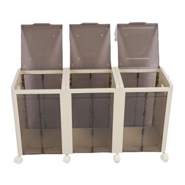 Imagem de Lixeira de Armazenamento Empilhável, Caixa de Armazenamento Dobrável de Plástico Com Rodas Limpas Portas para Lanches de Roupas Toys Acampando (3 níveis)