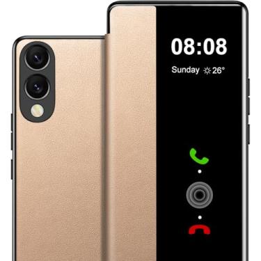 Imagem de Capa flip de couro para Samsung Galaxy S25 Edge transparente S-View, para Samsung S25 Edge, capa de telefone inteligente com janela rígida, capa protetora à prova de choque para Galaxy S25 Edge 5G