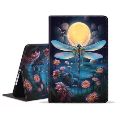 Imagem de BXIKEOPIU Capa para iPad 9ª/8ª/7ª geração (2021/2020/2019) 10,2 polegadas/iPad Air (3ª geração) 10,5 polegadas 2019, capa fólio fina de couro PU com suporte para despertar automático, libélula sob a