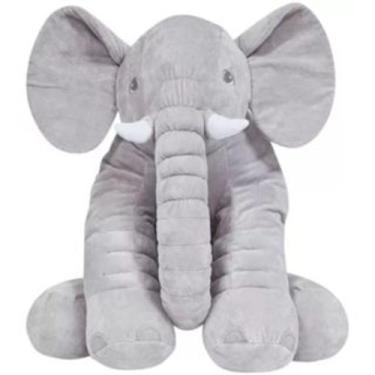 Imagem de Almofada Elefante de Pelúcia 80cm - Travesseiro Bebê Antialérgico e Co