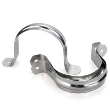 Imagem de 30 peças de 5 cm, grampos de tubo extra largos de aço inoxidável 304, clipes de conduíte de suporte em U de dois furos resistentes para HVAC, elétrico, encanamento, protege tubo/tubo rígido em madeira