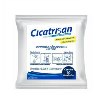 Imagem de Compressa de Gaze Não Aderente Multiuso 15cm x 15cm Cicatrisan 10Un
