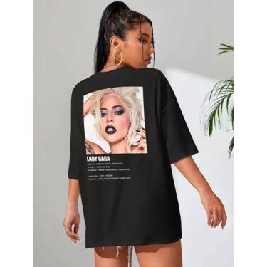 Imagem de Camisa Camiseta Algodão Lady Gaga Biography Frente E Costas - Loja Din