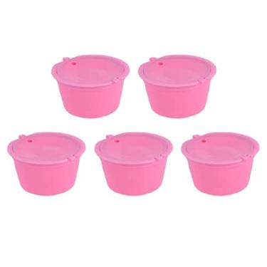 Imagem de Cápsula de café Reutilizável, 5pcs 50ml de Filtro de café Com Colher, Compatível Com Models Melody, Genio, Mini ME, Esperta e Circolo (PINK)