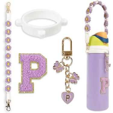 Imagem de Conjunto de pingentes de letras fofas compatível com garrafa de água Owala 680 g, 946 ml, 1,134 g, copo de café Owala Kids, Owala FreeSip – Inclui alça de alça, para acessórios Owala & Stanley Cup