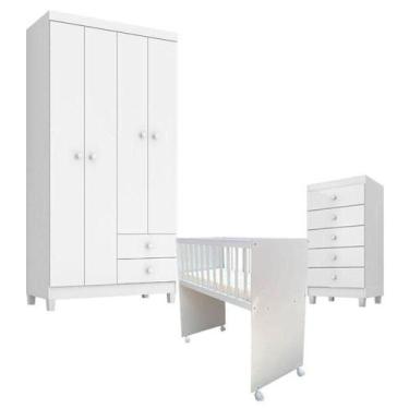 Imagem de Quarto Bebê 4 Portas Com Gaveteiro Ternura Baby E Mini Berço Moisés Al