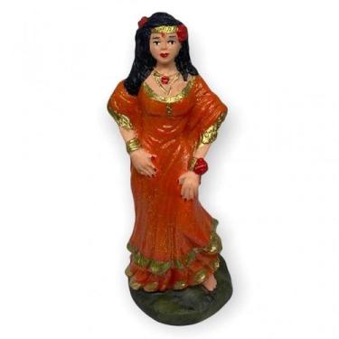 Imagem de Escultura Cigana Laranja 15 cm em Resina - Lua Mística - 100% Original