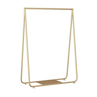 Imagem de Suporte de exibição de metal de trilho único com 1 prateleira de armazenamento, prateleira minimalista para casacos, sapatos, calças, sobretudos, para casa, loja de roupas