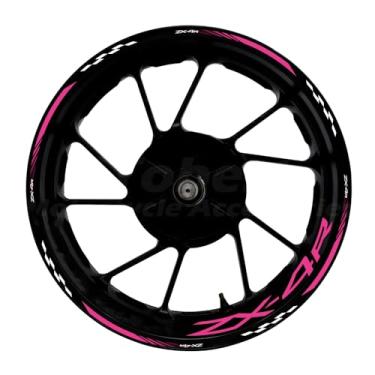 Imagem de Awonderful Kit de listras refletivas para motocicleta, adesivos de aro de roda de vinil compatíveis com Kawasaki ZX-4R 2019-2024 (vermelho melancia)