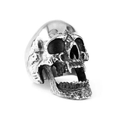 Imagem de Anel de Caveira Punk Gótico Unissex em Aço Inoxidável - Joia para Moto