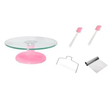 Imagem de Bailarina Giratória Rosa Clara De Vidro e 2 Espátulas PVC, Nivelador d