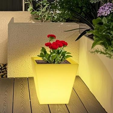 Imagem de Mr.Go Vaso de flores LED RGB com controle remoto, vaso de flores colorido que muda de 16 cores, vaso iluminado recarregável e balde de gelo para decoração de casa, perfeito para jardim, festa