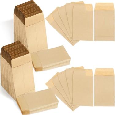 Imagem de Pacote com 1000 envelopes pequenos sementes marrons 6 x 8,5 cm, envelopes de moedas para dinheiro, peças pequenas, cartão de visita, cartão de presente, casa, jardim, escritório, com papel kraft de