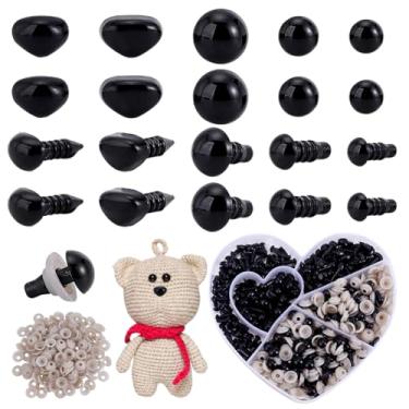 Imagem de PH PandaHall Kit de nariz de segurança para olhos de segurança de 280 peças, 180 peças de 5/6/8 mm, olhos de crochê, 100 peças, 8/10 mm, nariz amigurumi, olho de bicho de pelúcia preto com arruela