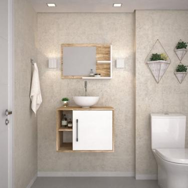 Imagem de Conjunto para Banheiro Gabinete com Cuba Redonda R30 e Espelheira Laura Carvalho Branco Chess