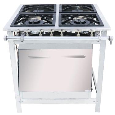 Imagem de Fogão Industrial Venâncio 4 Bocas 2 Duplas A Gás Baixa Pressão Inox Com Forno Ei4d2f