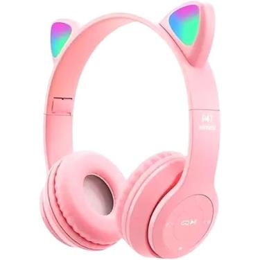 Imagem de Fone de ouvido Bluetooth Orelhas de Gatinho LED RGB – Sem Fio, Microfone, Dobrável e Ajustável