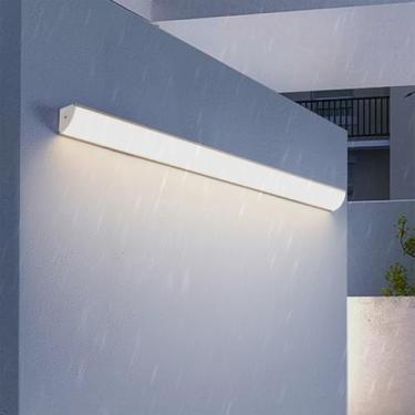 Imagem de Luminária de parede de jardim ao ar livre moderna luzes de parede LED interna/externa IP65 à prova de chuva alumínio acrílico 3000K/4000K/6500K para corredor pátio varanda (luz natural prateada, 60 cm