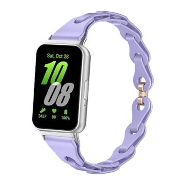 Imagem de Pulseira feminina de silicone compatível com Samsung Galaxy Fit 3, pulseiras elásticas ajustáveis, Roxo claro, Onesize, Clássico