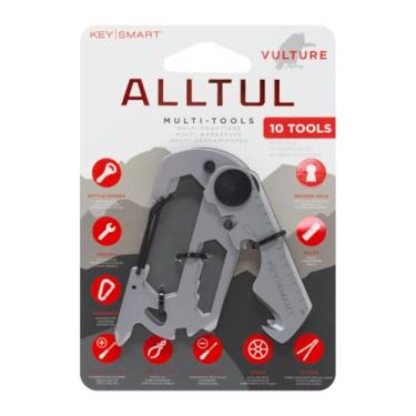 Imagem de KeySmart AllTul Vulture – Chaveiro multiferramenta 10 em 1 com abridor de garrafa, chave, mosquetão, cabeça Philips, cortador de arame, cabeça chata, raio, cortador, régua e orifício para chaveiro