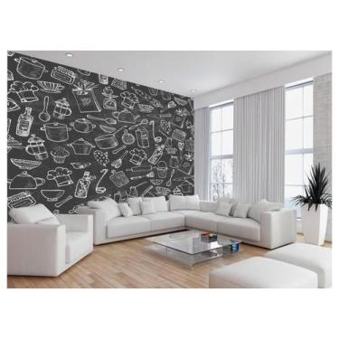 Imagem de Papel De Parede Estilo Lousa Cozinha Utensílio 3,5M Lcb25 - Você Decor