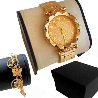 Imagem de Relógio Feminino Dourado Prova Dágua Original Barato - ALRA SEMIJOIAS,