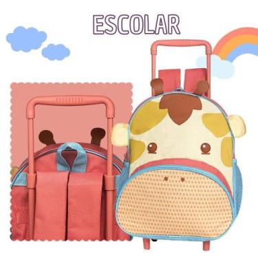 Imagem de Mochila Infantil Reforçada Com Rodinha Girafinha 14 Litros - Clio Pets