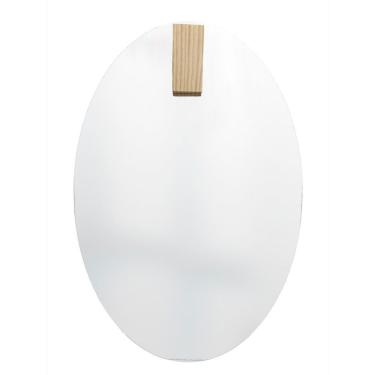 Imagem de Espelho Decorativo Oval Com Aplique Retangular Pinus Incolor
