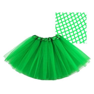 Imagem de Kit Fantasia: Saia Tutu Tule + Meia Calça Arrastão Colorida Modelo Juv