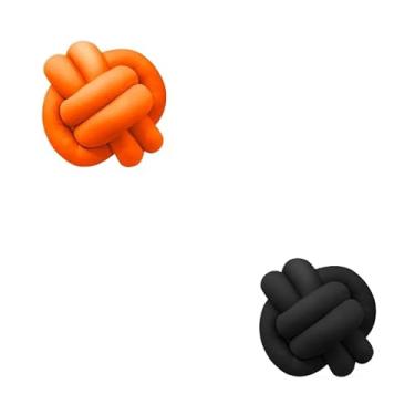 Imagem de Almofadas De Nó 28cm x 28cm Lindas Decorativas Sala Sofá Cama Cores (LARANJA E PRETO)