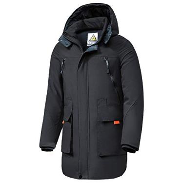 Imagem de Homens Oversized Inverno Down Casual Longo Grosso Branco Pato Down Casacos Masculinos Quentes Com Capuz Bolsos Outwear Parkas