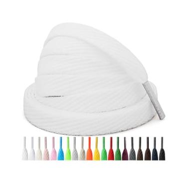 Imagem de Handshop 2 pares de cadarços planos de 2/12.7 cm em 20 cores, cadarços largos para atletismo, sapatos de skate, Branco, 36 Inch (91 cm)