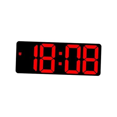 Imagem de Wswqop Relógio de Parede Digital, Despertador LED, Calendário de Mesa, Display de Controle de Voz com Data, Temperatura, Brilho Ajustável para Aprendizagem E, Vermelho, Tamanho real