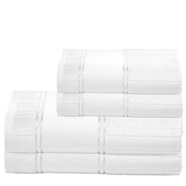 Imagem de Kit 2 Toalhas De Banho E 2 Rosto Para Pintar Artesanalle – Jogo de Toalhas Premium 2 Peças com Barra para Pintar ou Bordar em Máquina – Diversas Cores (Branco)