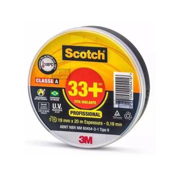 Imagem de Fita Isolante Preta 19mm Classe A 20mt Scotch 33+ Profissional 3m