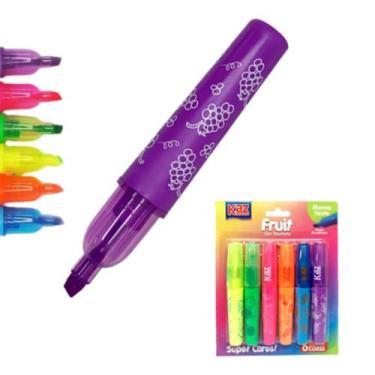 Imagem de Kit Canetas Marca Texto 6 Cores Com Aroma Fruit KZ6006 - Kaz