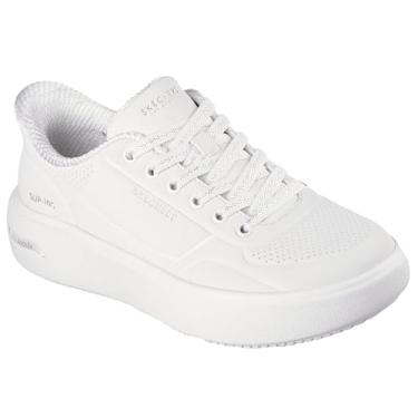 Imagem de Skechers Tênis feminino Arch Fit Horizon Court-Solid Choice Hands Free Slip-ins, Off-white, 39