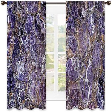 Imagem de Cortinas blecaute de mármore – Cortinas de quarto e sala de estar com isolamento térmico, economia de energia e redução de ruído, L 132 x C 182 cm