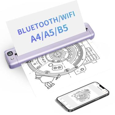 Imagem de Rongta Impressoras portáteis sem fio para viagens, WiFi e Bluetooth, impressora térmica sem tinta para uso escolar/escritório/casa, compatível com Android, iOS e laptop (roxo)