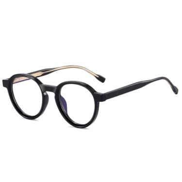 Imagem de Armações de óculos retrô oval feminino de duas cores, armação masculina, preta, tamanho único