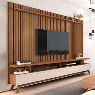 Imagem de Rack com Painel para TV 72 Polegadas Cruise 3 Gavetas Ripado Freijó/Of