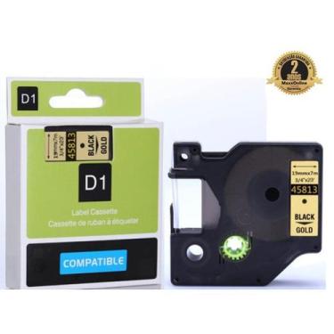 Imagem de Fita Compatível Dymo D1 45813 Dourada Letra Preta 19mm - Genérica Dymo