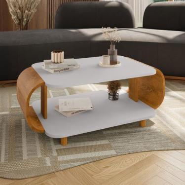 Imagem de Mesa de Centro Alpine Off White/Naturalle - Pnr Móveis, Marrom, Modern