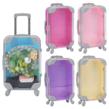 Imagem de FINGERINSPIRE 5 mini caixas de armazenamento de mala de plástico, 10,4 x 6,7 cm de diâmetro interno, minúscula, caixa de lembrancinha de festa, anel, caixa de armazenamento de joias, caixas de doces