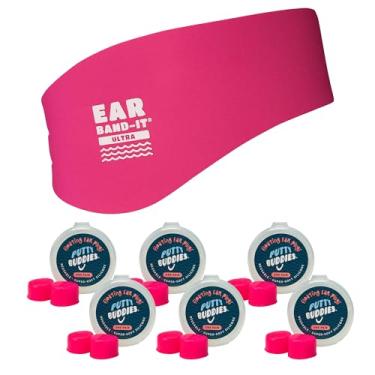 Imagem de EAR BAND-IT Ultra Swimming Headband with Putty Buddies earplugs - 6 Pair Soft Silicone Premium Ear Plugs - The Best Swim Headband and Earplugs - Doctor Recommended