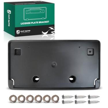 Imagem de YHTAUTO Moldura de placa frontal compatível com Chrysler Pacifica 2021-2024 Mini Van de passageiros, suporte de placa de carro de plástico preto, suporte de placa de licença sem broca com parafusos