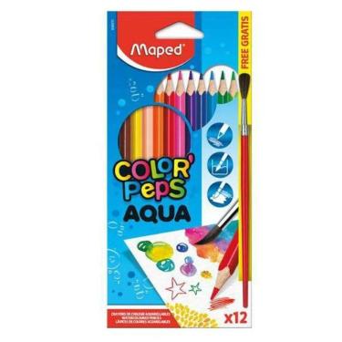 Imagem de Lápis De Cor Color`Peps Aquarelável c/ 12 Cores + Pincel
