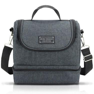 Imagem de Conjunto Bolsa Térmica C- 2 Compartimentos Com Pote Marmita E Porta Talheres Com Porta Escova Preto
