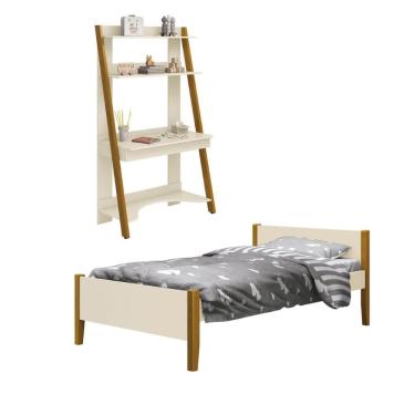 Imagem de Conjunto Cama Solteiro e Escrivaninha Simba Reller 100% MDF