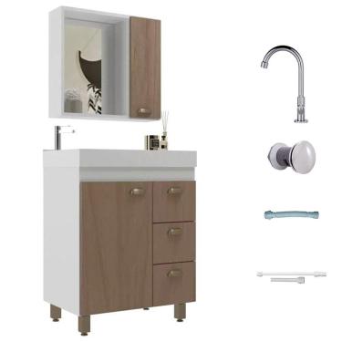 Imagem de Conjunto Completo de Banheiro 3 Pecas Belizze Maldivas Noce 60 cm